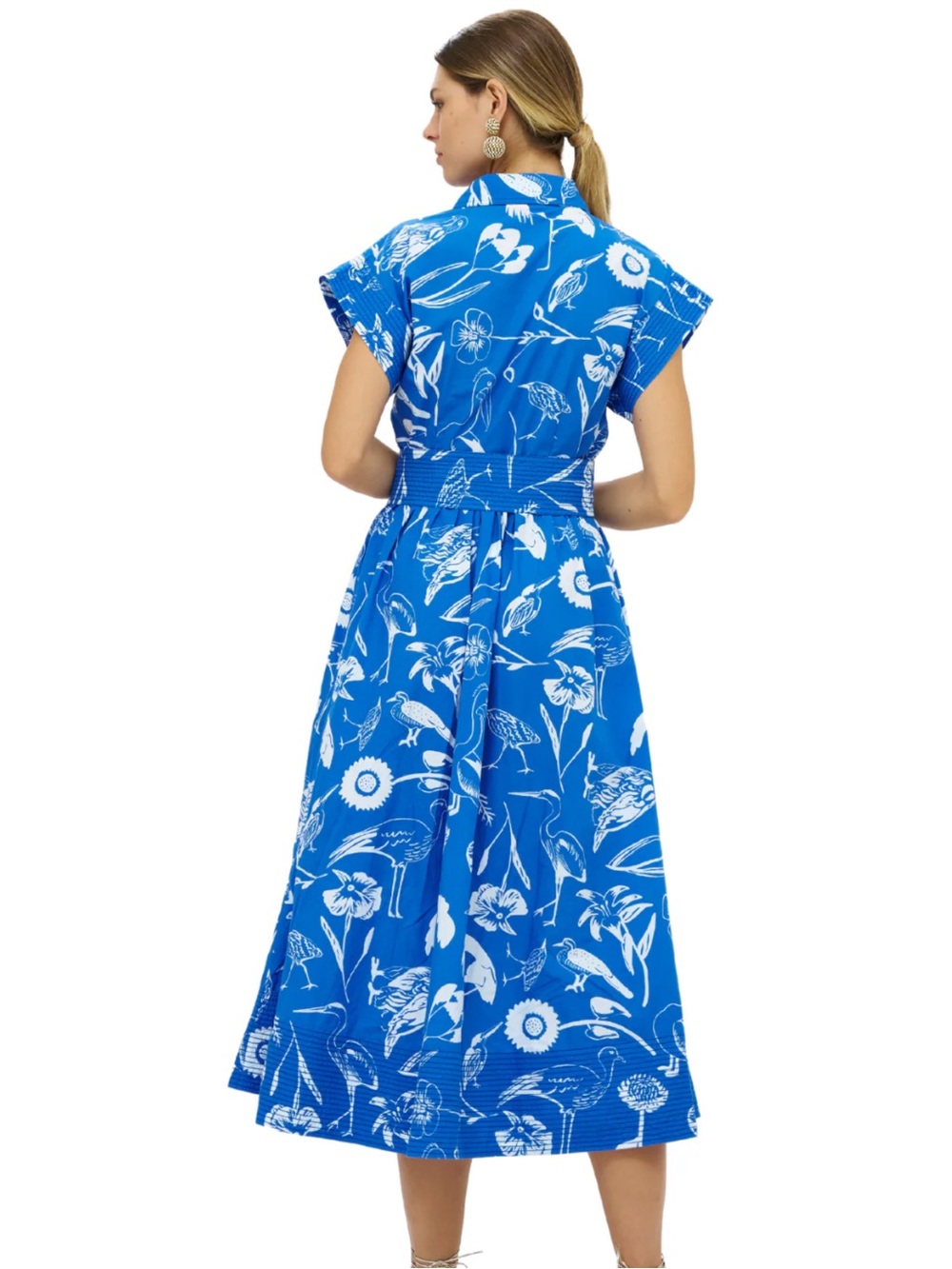 Oliphant Blue Audubon Belted Shirt Dress M - Picture 6 of 12